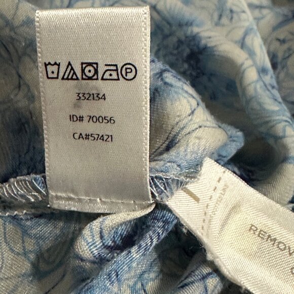 LOFT size L blue floral print 1/3 button pin tuck long sleeve Boho top - Picture 7 of 8